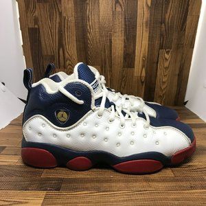 Nike Air Jordan Jumpman Team II Shoes White Blue Red Gold 820273-146 Size 5Y